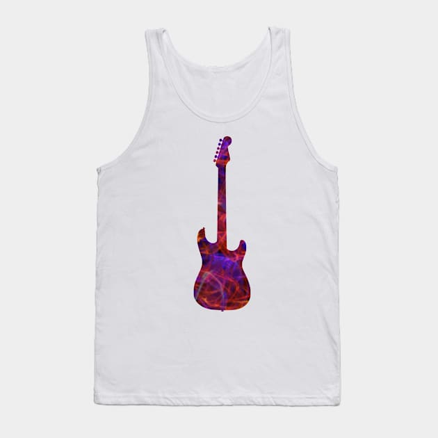 Red on Purple Flame Guitar Silhouette Tank Top by gkillerb